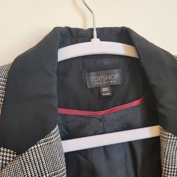 Topshop - Houndstooth Blazer with Metal Zipper Detail - Size 4 - Picture 3 of 7